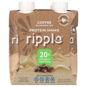 Ripple Coffee flavored Vegan Protein Shake, Shelf Stable 11 fl oz Pk of 4