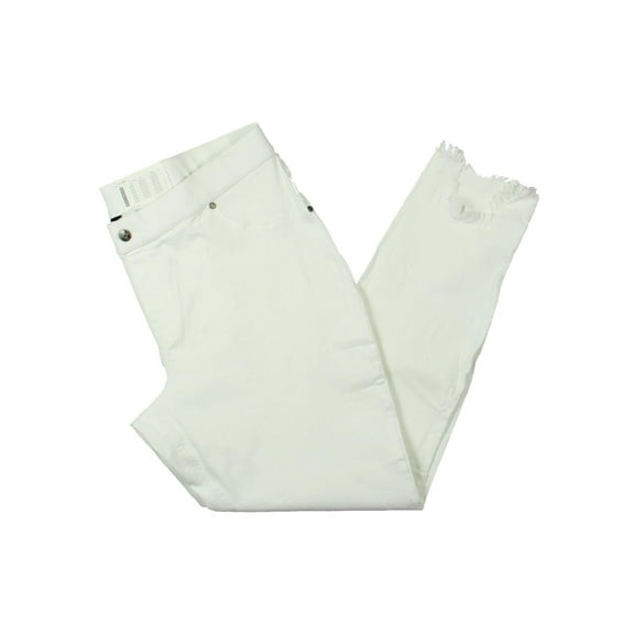 Hue Women's Hi-Low Step Hem Shipwrecked Denim Skimmer Legging, white, XL