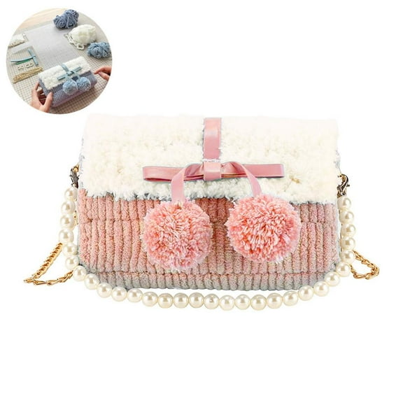 QHUDLV DIY Knitting & Crochet Handbags Kit, Mesh Plastic Canvas Shoulder Bag Craft Kit