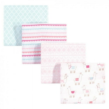 Hudson Baby Infant Girl Cotton Flannel Receiving Blankets, Llama, One Size
