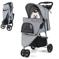 thumbnail image 1 of Gymax Foldable Pet Stroller Adjustable Cat Strolling Cart w/ Adjustable Canopy 3 Shock-absorbing Wheels Grey, 1 of 10