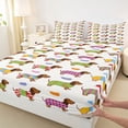 thumbnail image 3 of Homewish Cartoon Dachshund Full Size Sheets, Kawaii Cartoon Dog Bed Sheets, Teens Kids Boys Girls Sheet Sets, Luxury Bedroom Decor, 4pcs, 3 of 7
