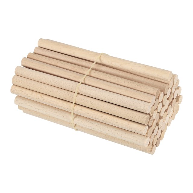 Unique Bargains 3/8 x 6 Inch Dowel Rods Wood Sticks Unfinished Wooden Dowel Rods Round Dowels Sticks 50 Pcs