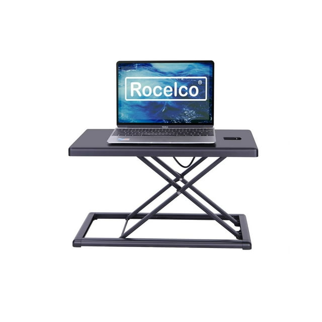 Rocelco 19" Portable Desk Riser - Height Adjustable Travel Standing Desk Converter - Premium Compact Sit Stand Up Laptop Rising Workstation with Carry Bag (Black)