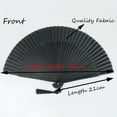 thumbnail image 4 of BRIGHTFUFU Ventilador plegable negro para hombre, ventilador de tela de mano con hueso de bambú negro, ventilador plegable de estilo chino (ventilador + caja de papel de almacenamiento azul), 4 of 6