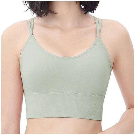 

Ruziyoog Cotton Underwear Ladies Sports Bras Shockproof Large Size No Steel Rings Bra Woman Yoga Fitness Summer Clearance Green XL