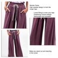 thumbnail image 3 of Pantalones de mujer Pantalones de pierna ancha de cintura alta Pantalones con cierre de cordón Pantalones casuales sueltos de color puro, 3 of 5