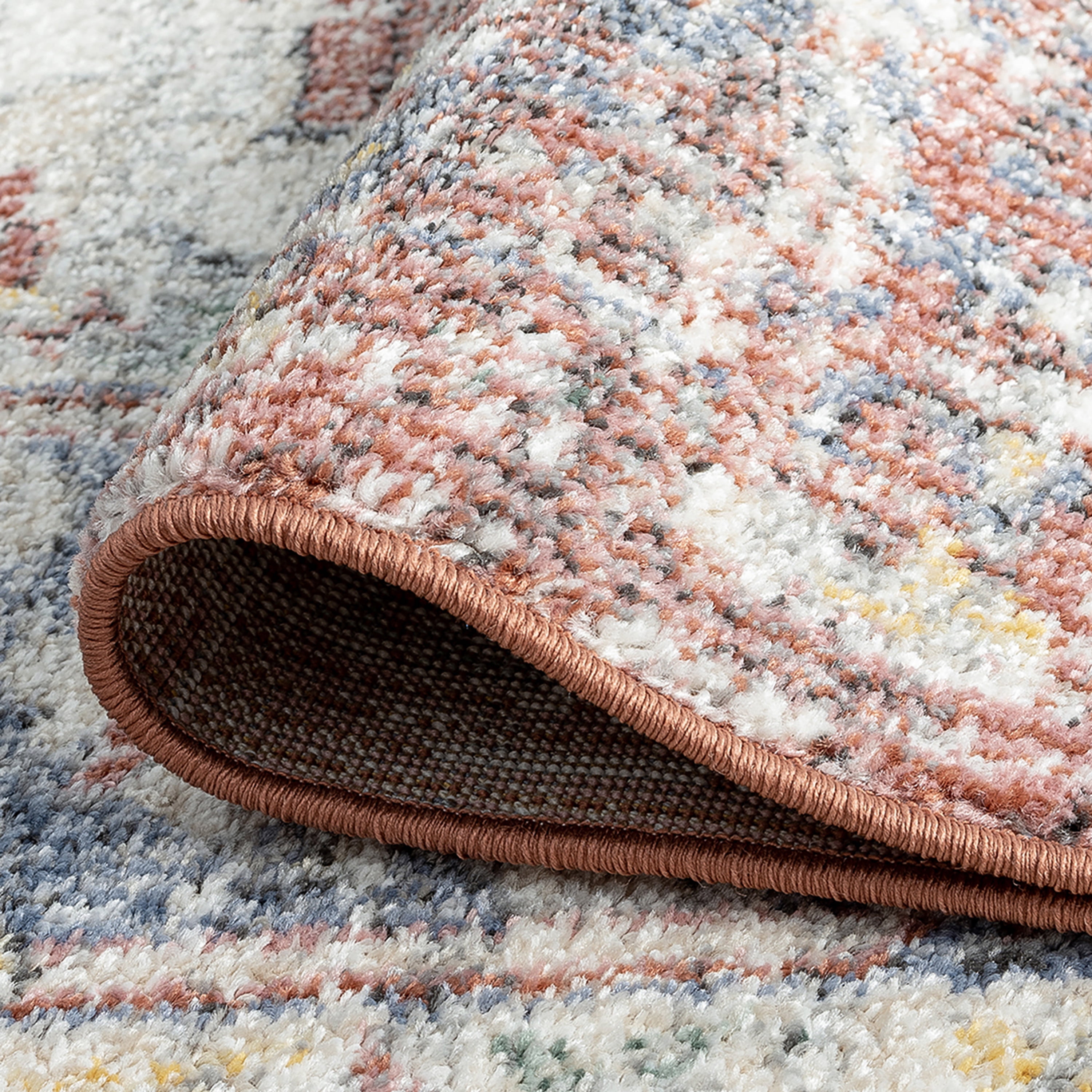 Addison Traditional 5' x 7' Rust and Blue Polypropylene Indoor Area Rug