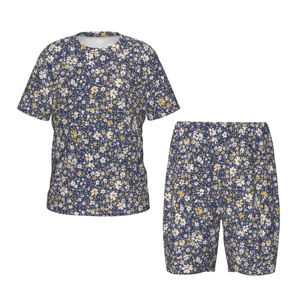 Balery Daisies Flowers Conjunto de Pijama Infantil de Manga Corta con Estampado – Ropa de Dormir de Algodón Suave-Small