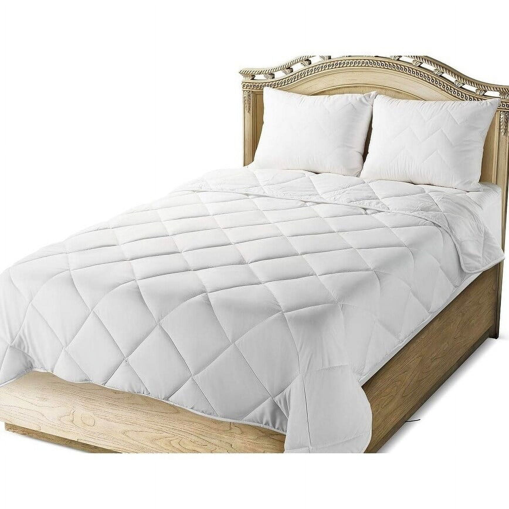 Mastertex COMINHKR092077 Down Alternative Quilted Comforter Super Soft & Lightweight - Machine Washable - All Season Comforter Queen Size – White