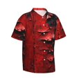 thumbnail image 2 of Daiia Abstract Red Textured Canvas Hawaiian Shirt for Men Gentle Cotton Regular Short Sleeve Casual-X-Large, 2 of 9