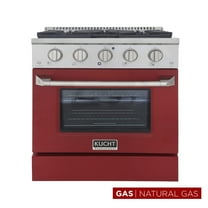 Kucht Professional 30" Modern Stainless Steel Natural Gas Range in Red/Silver