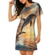 thumbnail image 2 of Fotbe Sailing Dancing Dolphin Bata de Dormir para Mujer con Estampado, Camisón de Algodón de Manga Corta, Ropa de Dormir Casual, 2 of 6