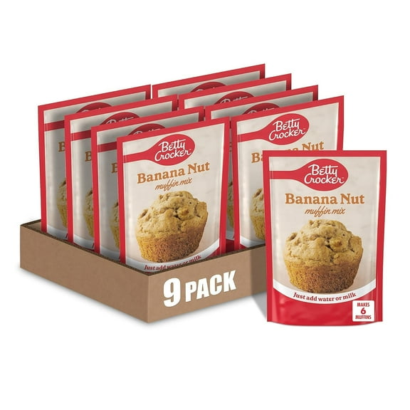 Betty Crocker Banana Nut OKA4 Muffin Mix, Made With Walnuts, 6.4 oz. (Pack of 9)