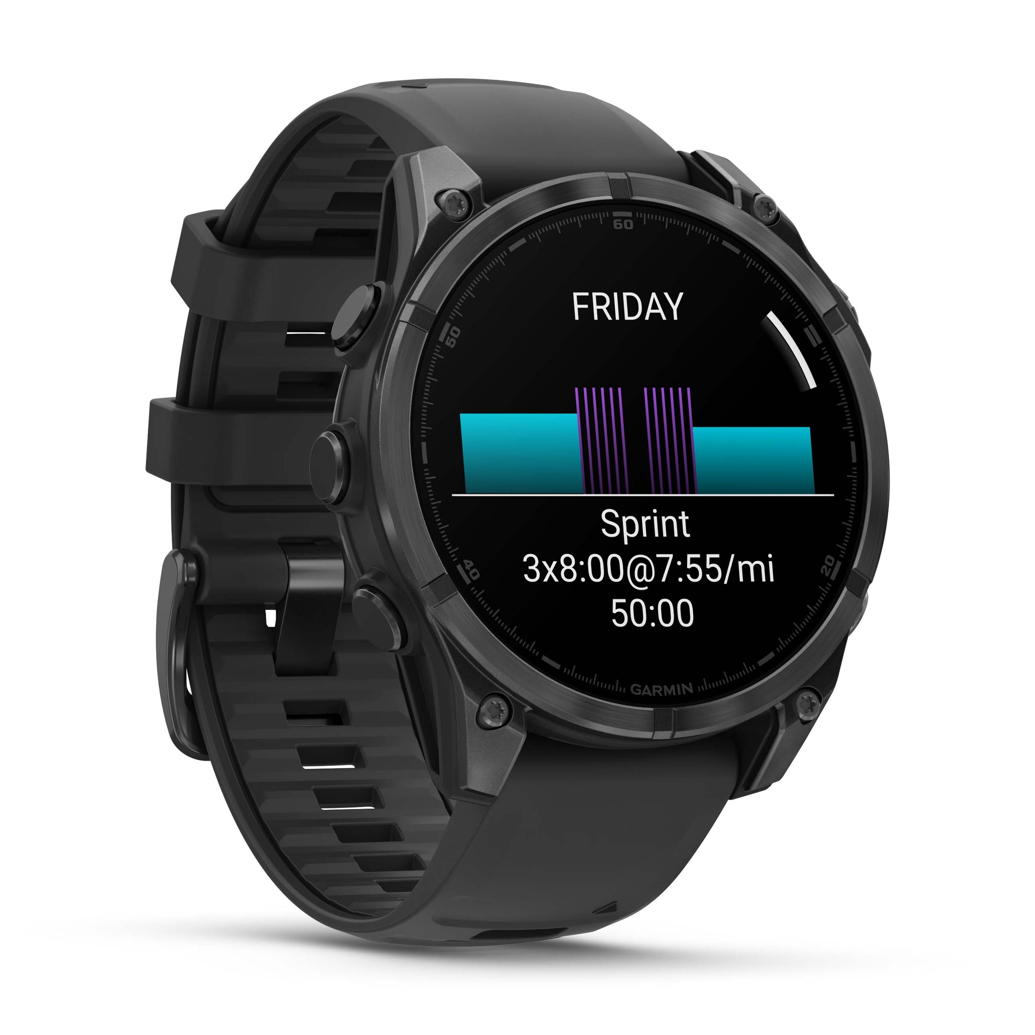 Montre intelligente GPS Garmin fēnix® 8 à écran AMOLED - 47 mm - Lunette gris ardoise avec bracelet en silicone noir