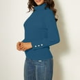 thumbnail image 5 of Hipattires Womens Thick Warm Sweaters Knit Solid Color Pullover Fashion Comfy Blue Long Sleeve Tops Trendy Blouse for Women Skinny, 5 of 5