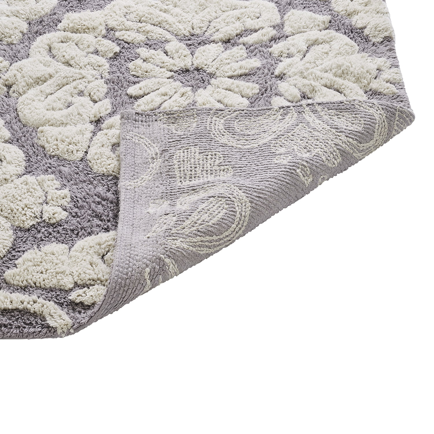 Better Trends 24" x 40" Bathroom Rugs 100% Cotton Soft Water Absorbent Non Slip Bath Mat Machine Washable Rug (Gray) Medallion Collection