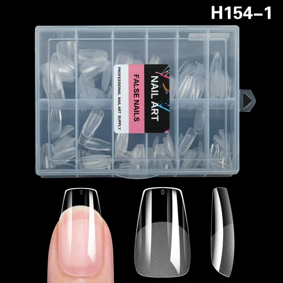 206PCS Fake Nails Soft Press On Gel Nail Tips, Pre-Shaped Full Cover Nail Extension, 12 Sizes Acrylic Gelly Tips for Home DIY Manicure-Short Stiletto