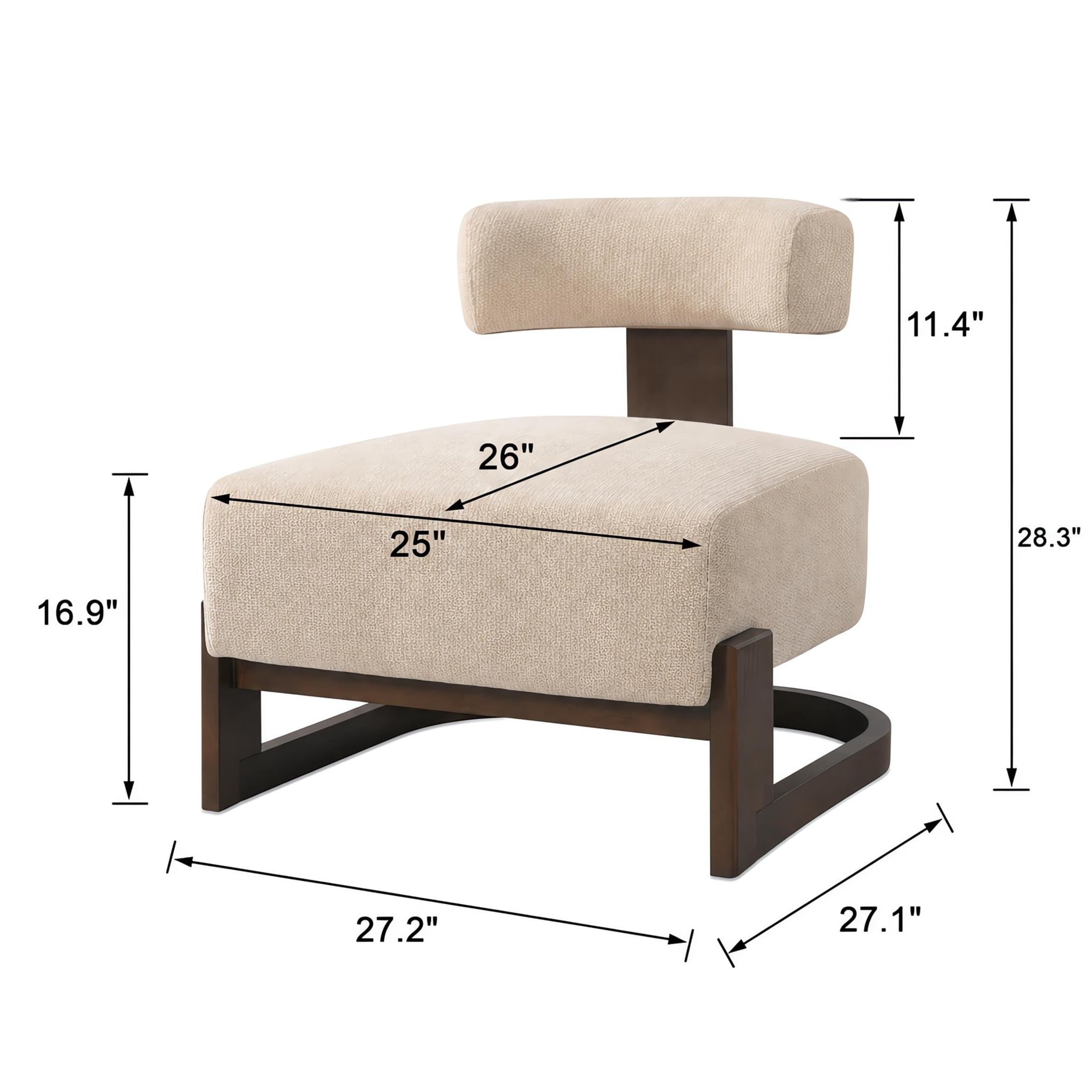 Christopher Knight Home Modern Armless Accent Lounge Chair, Curved Wood Base with Cushion, Oatmeal, Set of 2