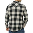 thumbnail image 2 of COEVALS CLUB Men's Flannel Western Pearl Snap Corduroy Lined Plaid Work Long Sleeve Shirts 02 White Black Large, 2 of 7