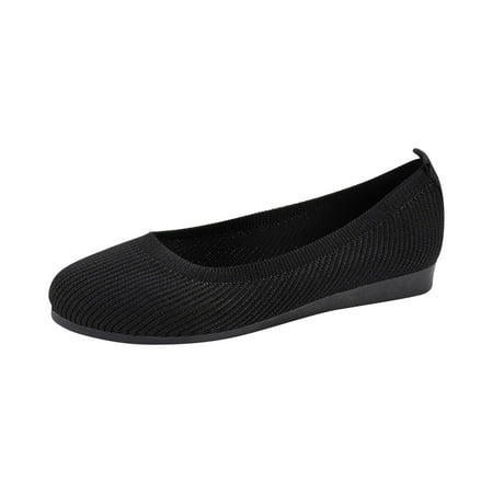 

BUYHO Womens Knit Ballet Flats with Arch Support Comfortable Ballet Dressy Flats Round Toe Slip On Flats Dress Shoes For Dressy Work Casual(Black 42)