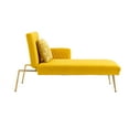 thumbnail image 6 of 66.14" Velvet Sofa Futon Sofa Bed, Modern Chaise Lounge Sofa Accent Sofa with Metal Feet & Adjustable Angle, Comfy Upholstered Sofa Convertible Sofa Sleeper with Arm for Living Room Bedroom, Yellow, 6 of 7