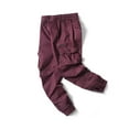 thumbnail image 3 of AHTJRT Mens Slim Fit Tapered Cargo Work Jogger Pants Chino Trousers with Pockets Wine 34, 3 of 6