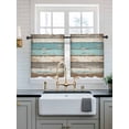 thumbnail image 2 of Farmhouse Blue Grey Brown Tier Curtains 36 Inch Length, Sheer Curtains for Bedroom Living Room Window Vintage Ombre Wooden Rod Pocket Drapes Kitchen Curtains Small Half Window 27.5"x36" 2 Panels, 2 of 6
