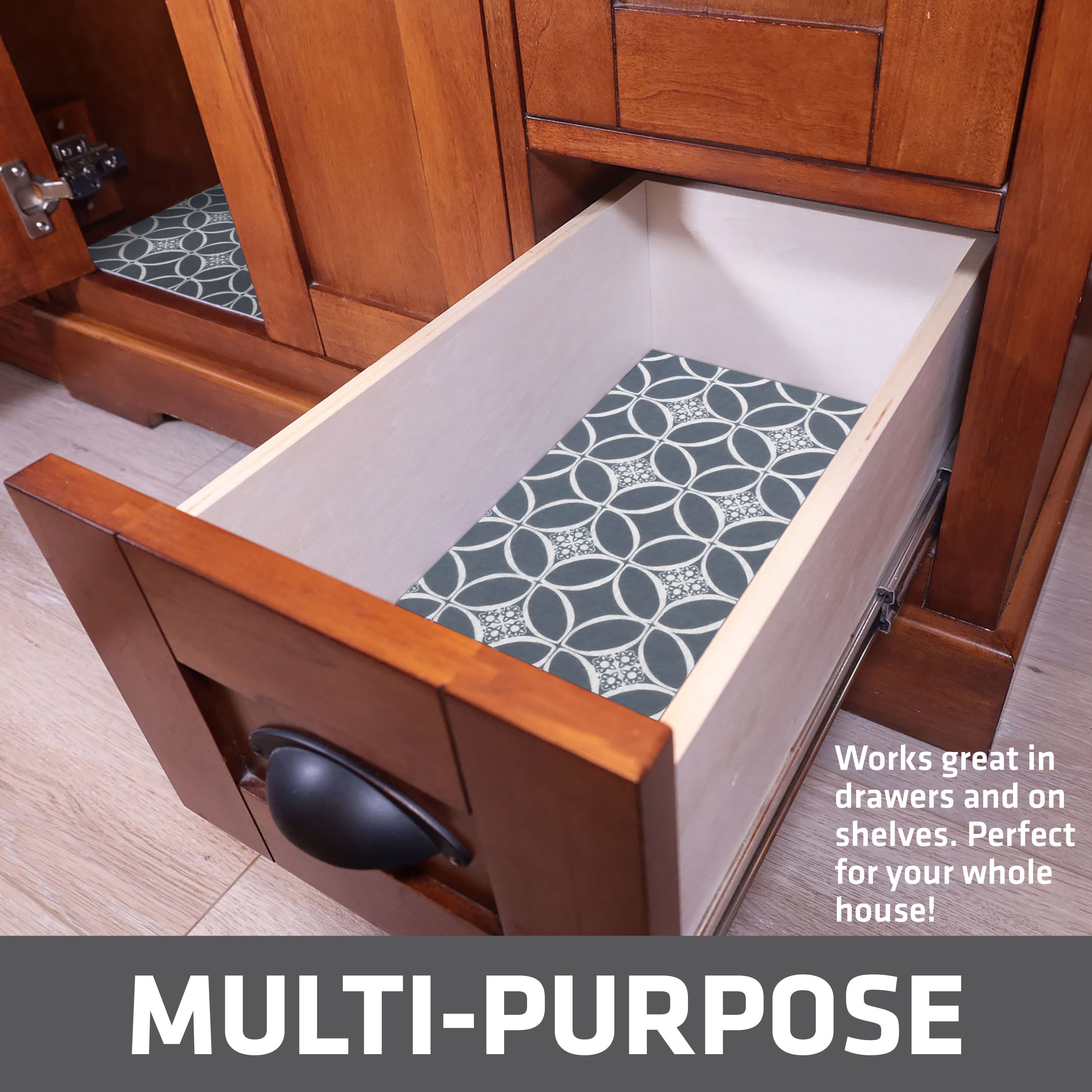 Drymate XL Under Sink Mat, Waterproof Cabinet Protection Mats for Kitchen & Bathroom, Absorbent Shelf Liners, Slip-Resistant, Non-Adhesive, Machine Washable, Durable (USA Made)(24”x59”)(Indigo Grey)