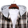 thumbnail image 5 of Hfyihgf Men's Plaid Flannel Hoodies Shirts Long Sleeve Causal Button Down Lightweight Shirt Jackets with Hood Z1-Khaki XL, 5 of 9