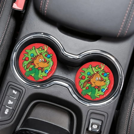 

Grinch Christmas Decorations Christmas Decorations Indoor Grinch Decor 2PCS Car Cup-Coasters Christmas Car Cup Holder Insert-Coaster Universal Vehicle Interior Accessories Cup Mats