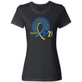 thumbnail image 3 of Inktastic 3-21 World Down Syndrome Day Blue and Yellow Rainbow Ribbon Women's T-Shirt, 3 of 5