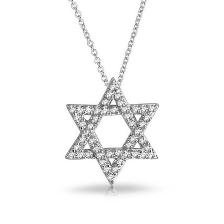 Diamond Pave Star Pendant - Hanukkah Pave Cubic Zirconia CZ Magen Intertwined Jewish Star Of David Pendant Necklace For Women 925 Sterling Silver