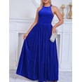 thumbnail image 2 of Vestido LALACAT de terciopelo con cuello halter, sin mangas, corte en A, maxi azul, 2 of 5