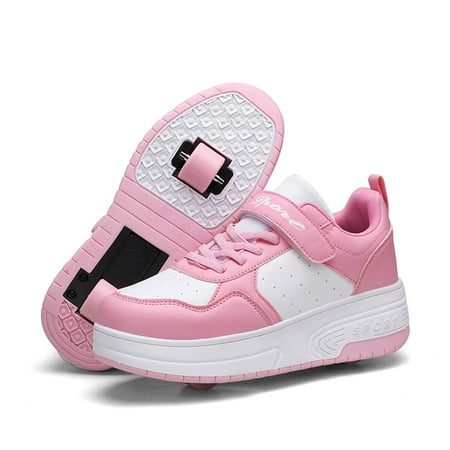 

MIASHUI Roller Skate Shoes for Boys and Girls Thick Soled Sneakers with Wheels Automatic Skating Sneakers Pink 11-11.5 Years