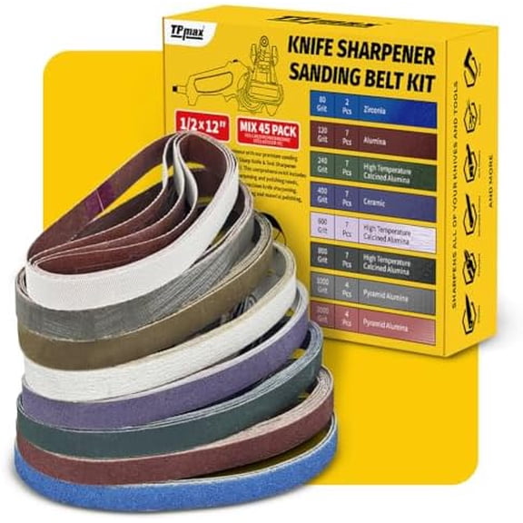 45-Piece 1/2" x 12" Knife Sharpener Sanding Belt Kit for Work Sharp Knife & Tool Sharpener (WSKTS & WSKTS-KT/Mk.1 & Mk.2) - Multiple Grits$$Tools & Hardware Other