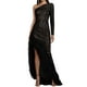 thumbnail image 1 of Vestido BELLA BARNETT de malla negra en un hombro con flecos de lentejuelas, 1 of 3