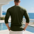 thumbnail image 5 of Domuza Men's Henley Long Sleeve Shirts Cotton 3-Button Stylish Casual T-Shirt Fall Solid Color Soft Comfy Regular Fit Basic Tee Army Green XL, 5 of 5