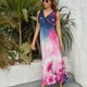 thumbnail image 3 of Vestido De Noche De Lujo Sin Mangas Para Mujer, Ink Wash Flower Vestido De Fiesta, 3 of 5
