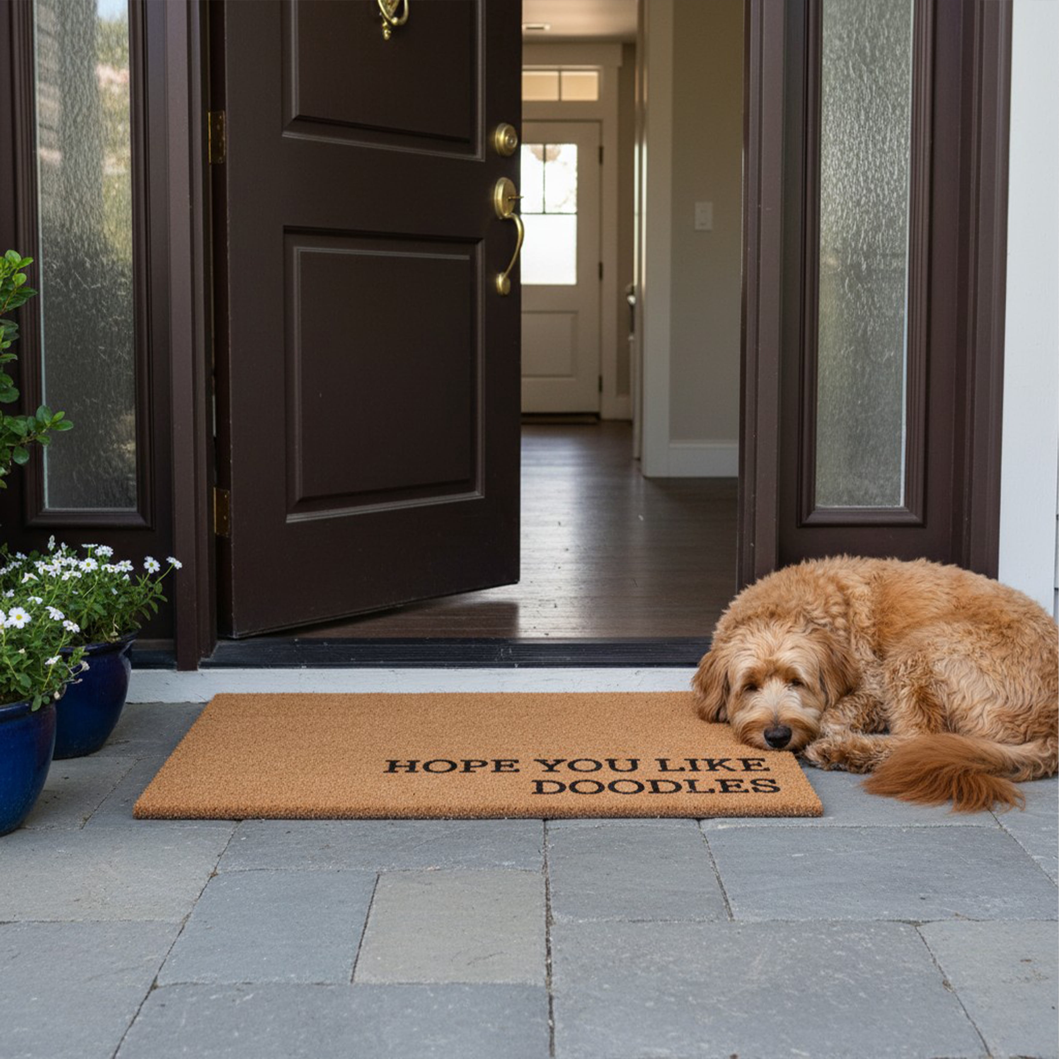 Hope You Like Doodles Non Slip Vinyl Backing, Front Door Mat, Entryway Door Mat, 17"x29"