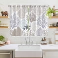 thumbnail image 2 of Gray Shell Coral Kitchen Curtains 72 Inch Length, Coastal Summer Beach Nautical Ocean Grommet Top Bedroom Living Room Curtains, Light Filtering Cafe Curtain Drapes 2 Panels Set 104''x72'', 2 of 9