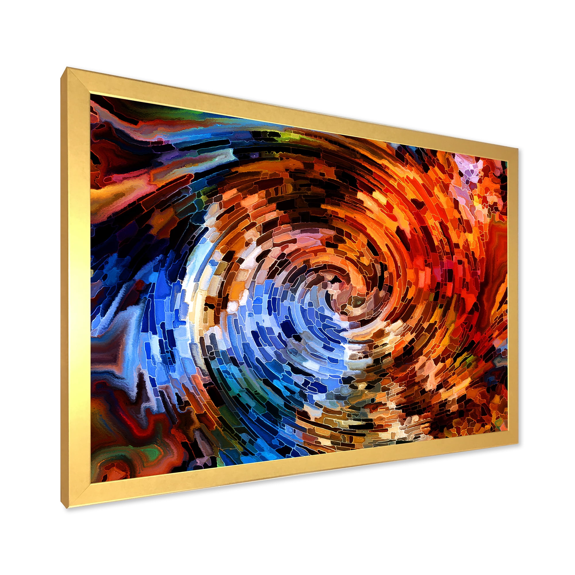 Designart 'Orange Spiral Abstract Voyages To Inner World' Modern Framed Art Print
