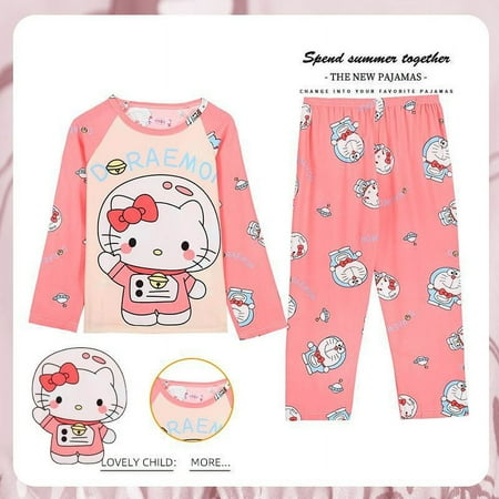 

Cartoon Kuromi Pochacco Hellokittys Children s Pajama Set Kawaii Comfortable Round Neck Long Sleeved Pants Home Wear Kids Gift