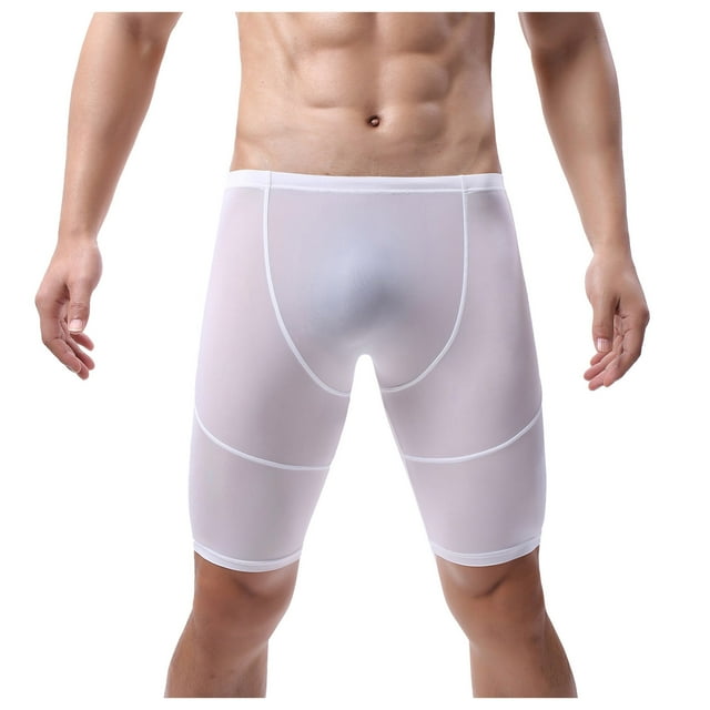 Gibobby Tangas de mujer sexy encaje Día de San Valentín Pantalones de cintura media de seda helada para deportes de ocio para hombres con parte superior plana y cuartos(Blanco, M)