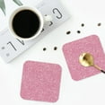 thumbnail image 5 of Balery 6 Pcs Glitter Pinkleather Coasters Set, Drink Table Cup Coasters For Living Room Kitchen Coffee Decor, 5 of 9