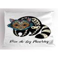 thumbnail image 2 of Ambesonne Dia de Los Muertos Pillow Sham, Folk Raccoon, 26" X 20", Multicolor, 2 of 2