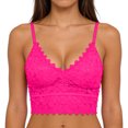 thumbnail image 2 of Jinhomg Women's Lace Padded Bralette Plunge Wireless Longline Bra Breathable Everyday Bras Hot Pink Free Size, 2 of 9