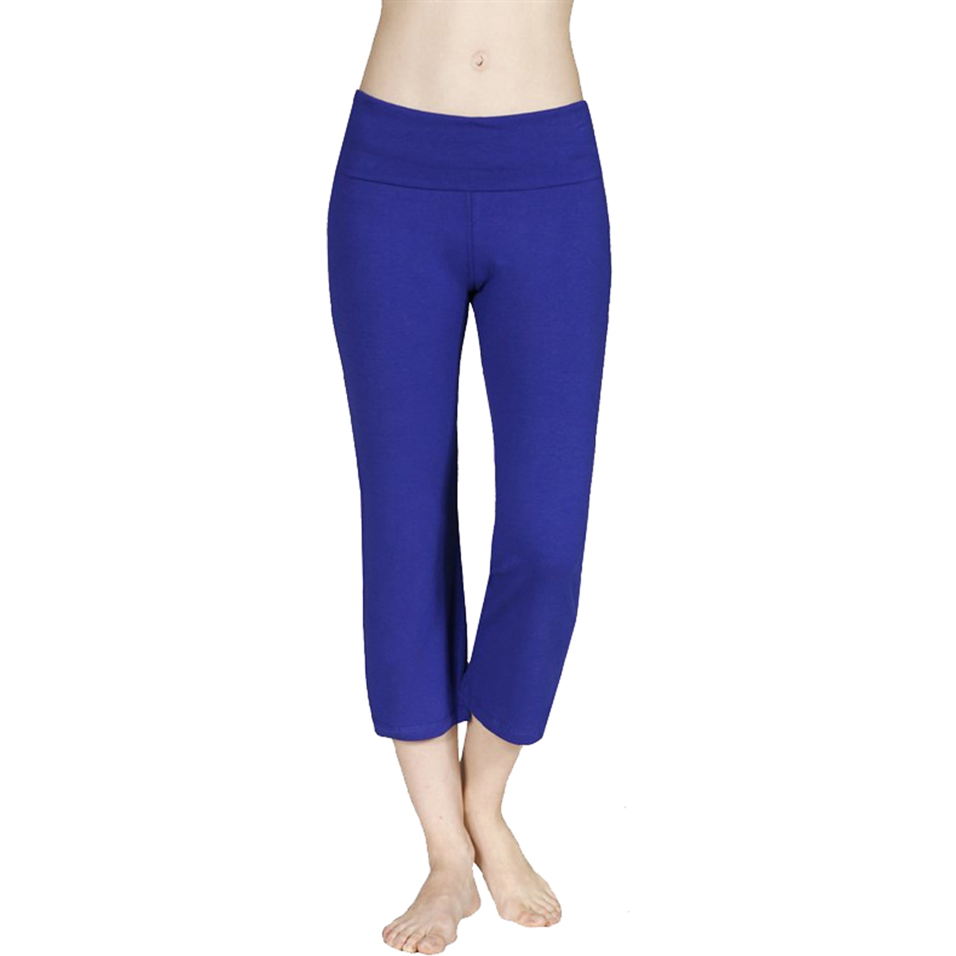 PacificPlex - Capri Yoga Pants Fold Over Waist, M, Royal - Walmart.com ...
