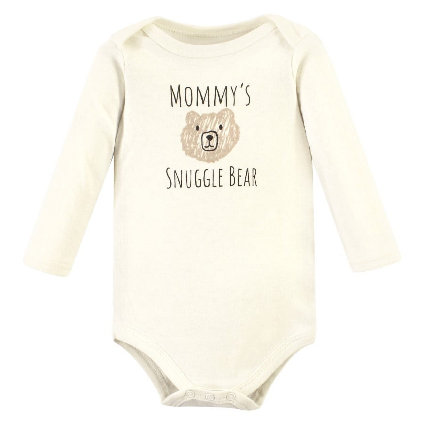 Hudson Baby Cotton Long-Sleeve Bodysuits, Snuggle Bear 5 Pack, Preemie