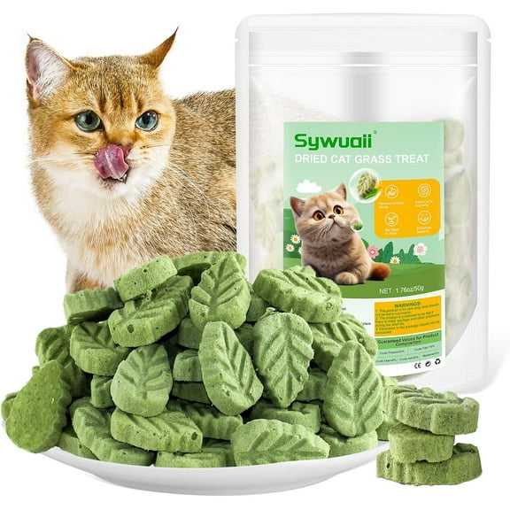 50g/1.76oz Cat Grass Treats, Cat Grass Teething Stick for Hairball Remove and Teeth Cleaning, Edible Cats Grass Stick Snack